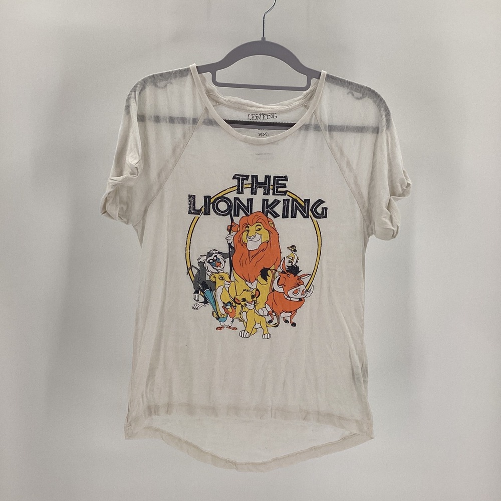 Disney The Lion King Sheer Raglan Kid Small 3/5 Off-White Short Sleeve Sheer